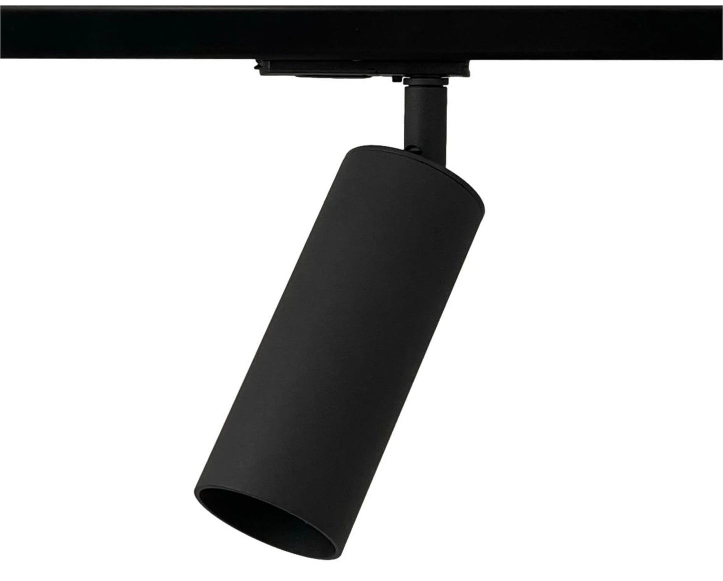 zwarte 1-fase railspots met langwerpige koker voor GU10 lamp