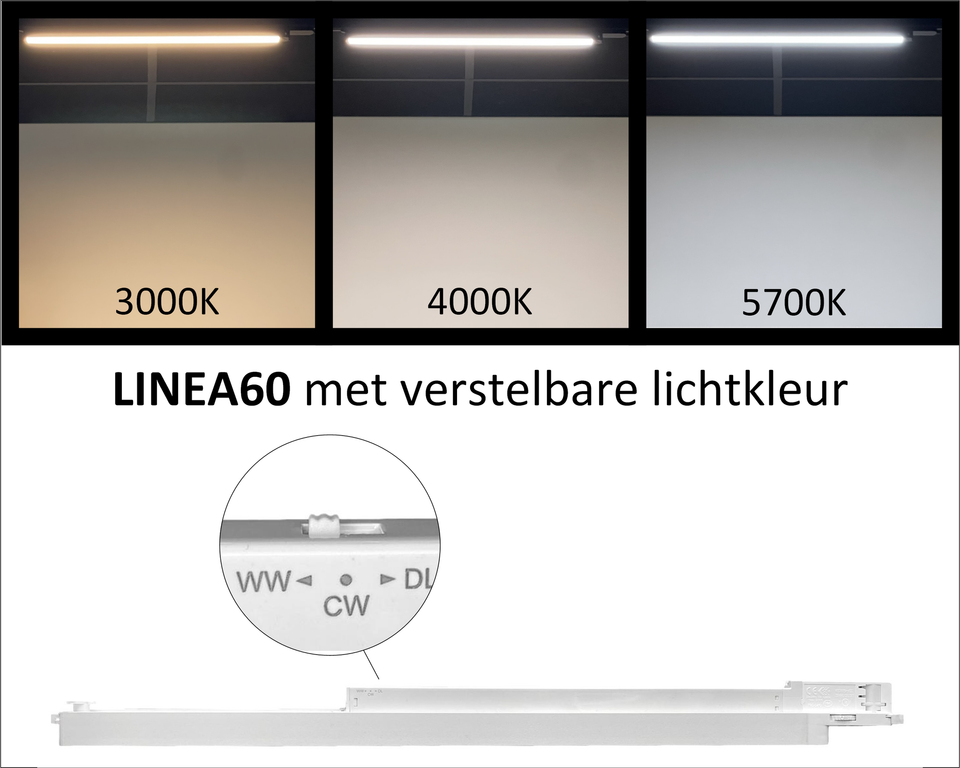 Railspot LINEA 60 wit 3000K|4000K|5700K 3F