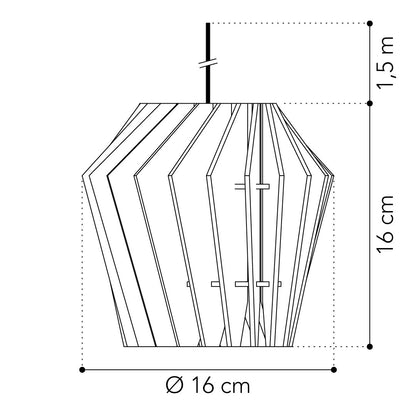 Maatvoering van de Van Tjalle en Jasper mini-spot hanglamp, 16 x 16 cm