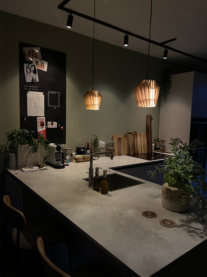 Van Tjalle en Jasper mini-spot hanglamp in naturel houtkleur voor railverlichting