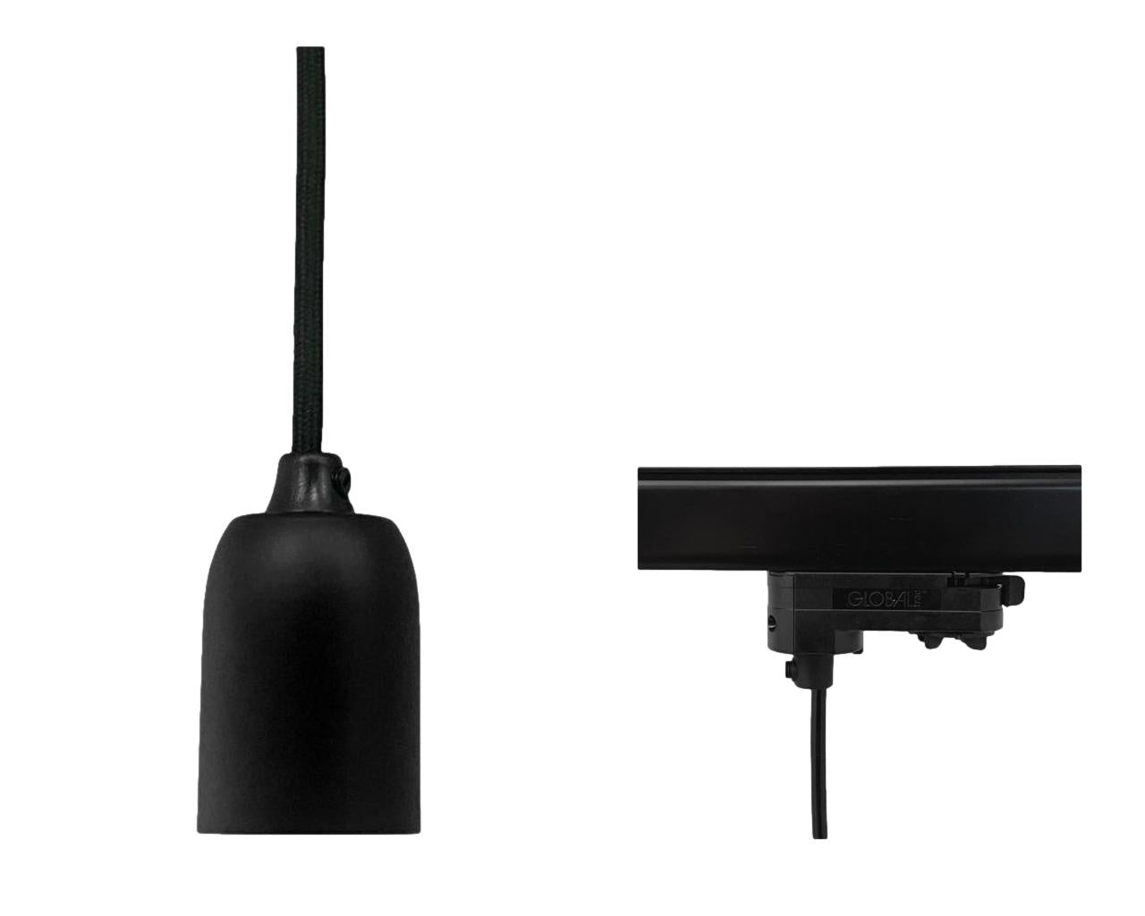 Hanglamp E27 Fitting 3Fase zwart