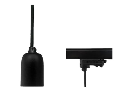 Hanglamp E27 Fitting 3Fase zwart