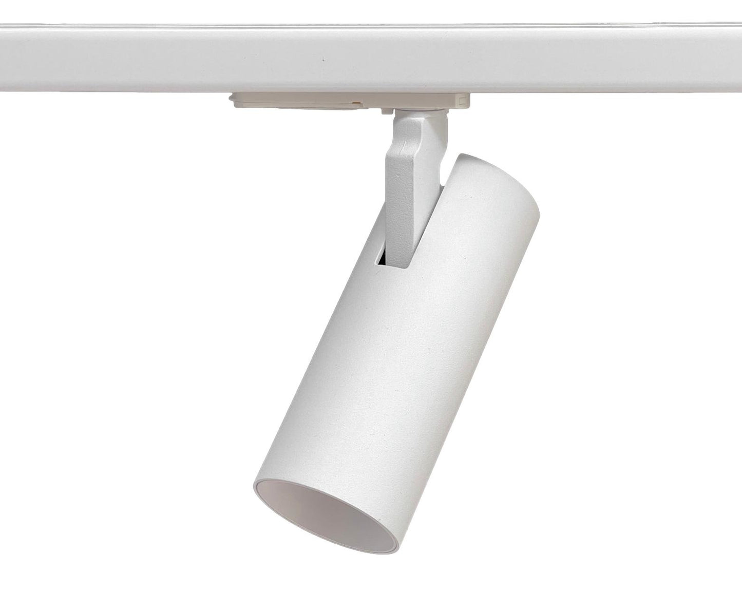 Onderdelen van de complete 1-fase railverlichting set in wit, inclusief rail en voeding