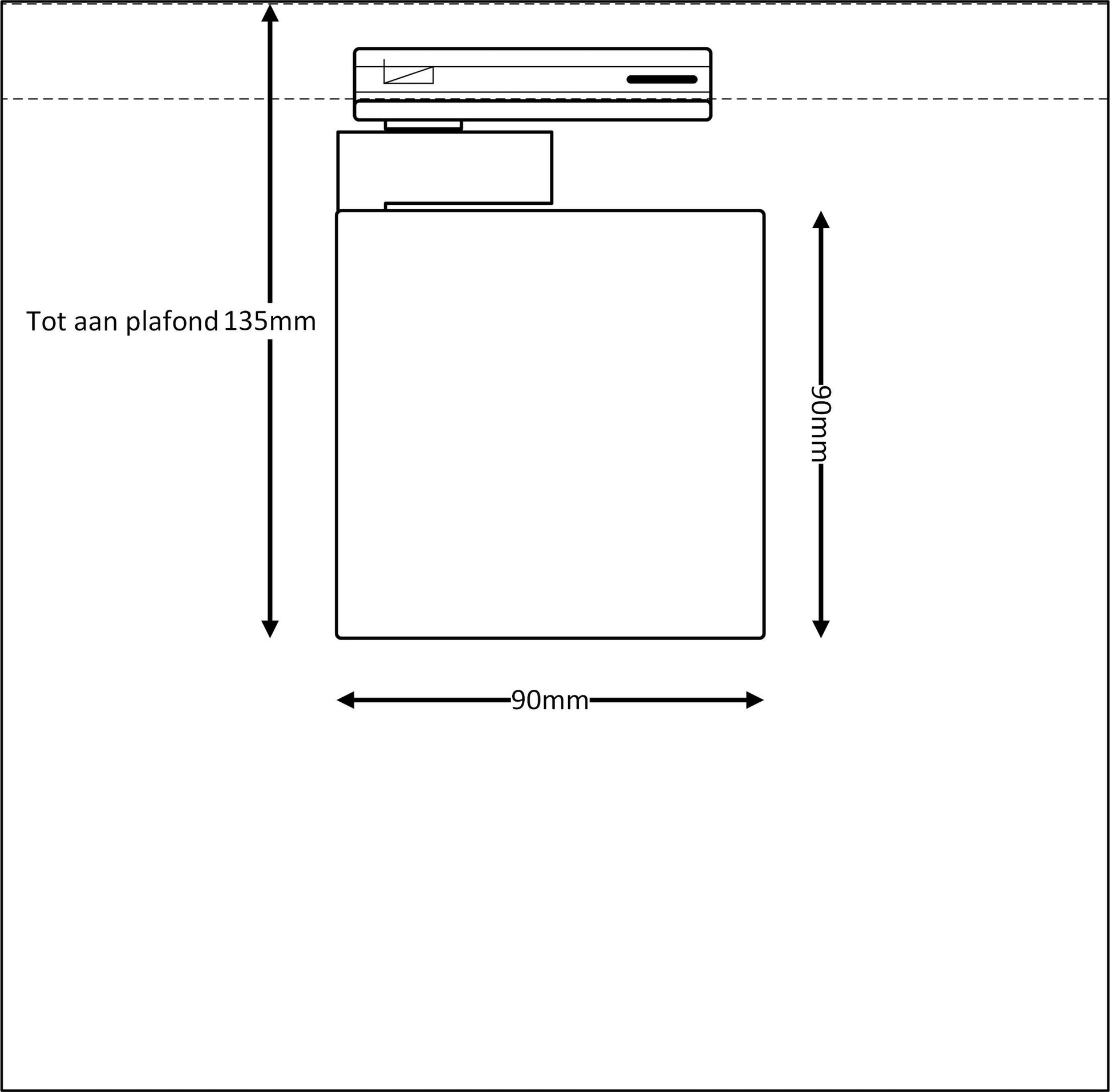 afmetingen van de vierkante KUBY railspot