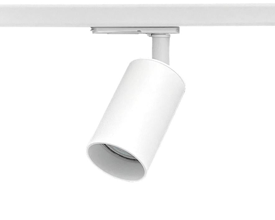 minimalistische witte railspot met gu10 fitting voor 1-fase railverlichting