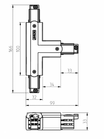 3fase rail wit - T-stuk XTS37-3